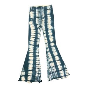 Show My Your Mumu Mumu Blue Berkley Bells Tie Dye sz Lg Pull On Frayed Hem